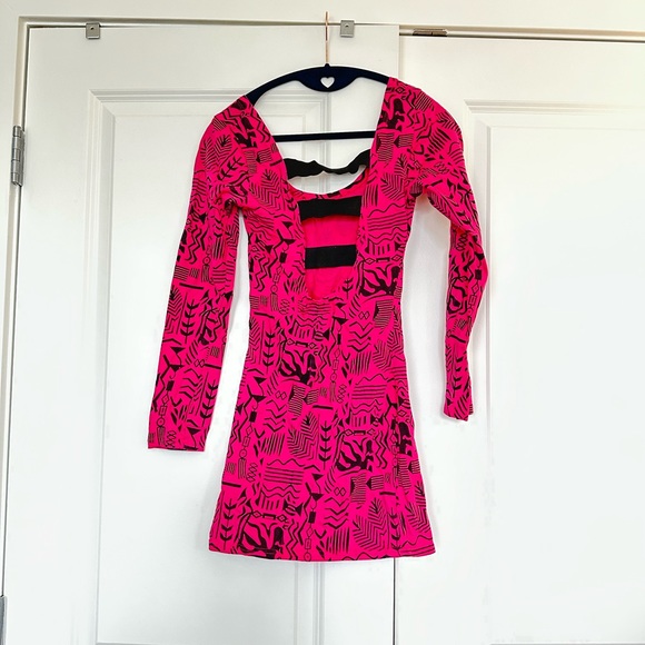 ASOS Reverse pink open back mini long sleeve body on dress - Picture 3 of 3